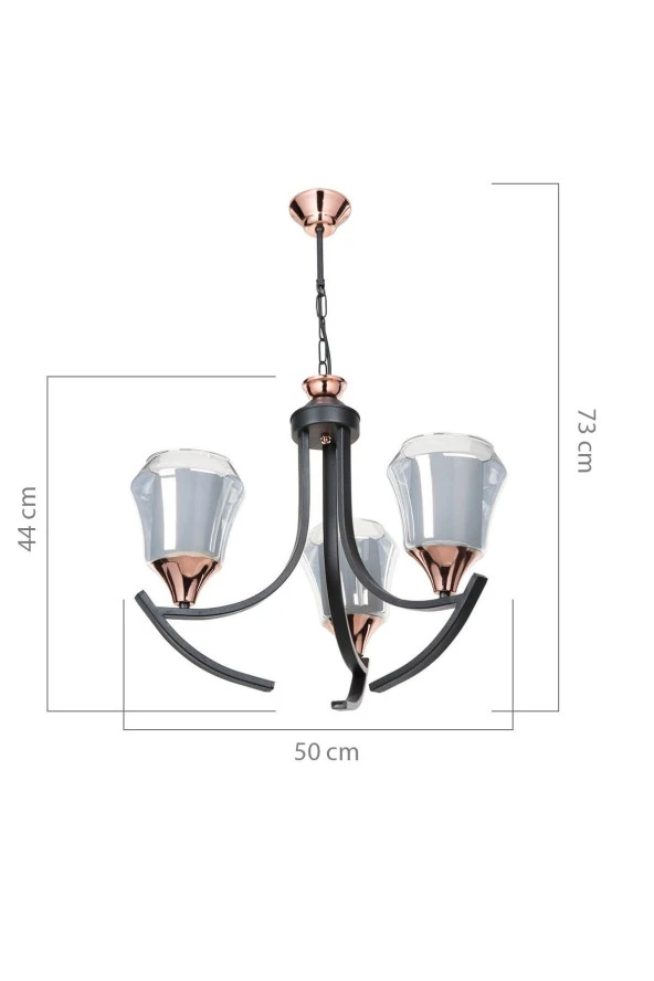 Modelight Celena 3Lü Füme Cam Avize - Resim 4