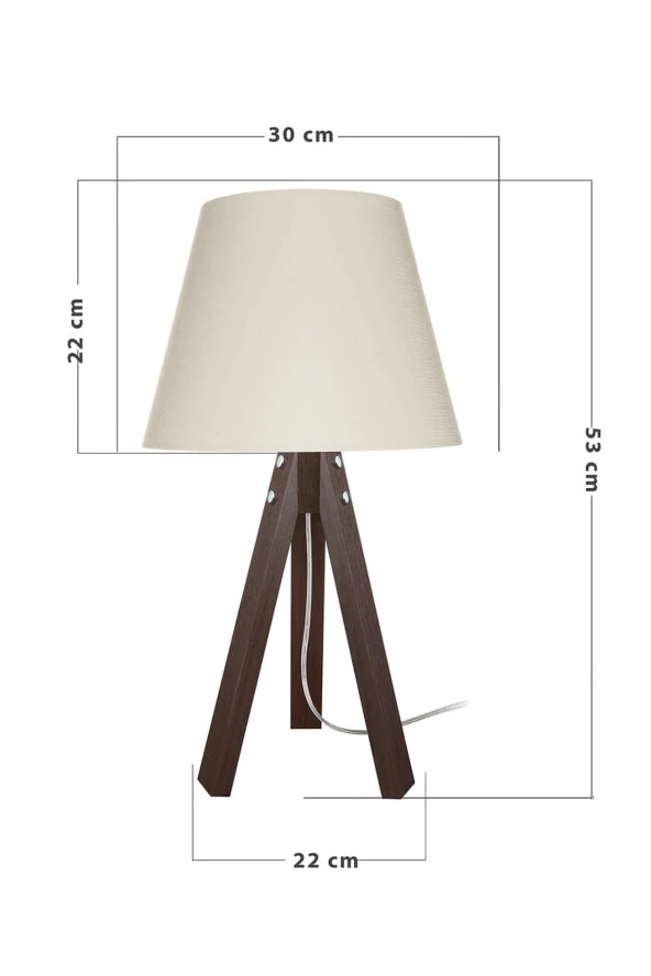 Modelight Deko Abajur Ceviz Ayak / Krem Şapka - Resim 2