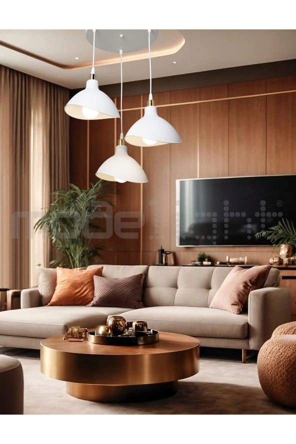 Modelight ESTA 3LÜ AVİZE BEYAZ SALON-OTURMA ODASI-ÇOCUK ODASI-YEMEK-YATAK ODASI--ANTRE-MUTFAK ürün görseli 1