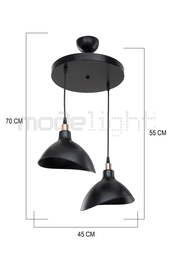 Modelight ESTA 2Lİ AVİZE SİYAH SALON-OTURMA ODASI-ÇOCUK ODASI-YEMEK-YATAK ODASI--ANTRE-MUTFAK ürün görseli 1