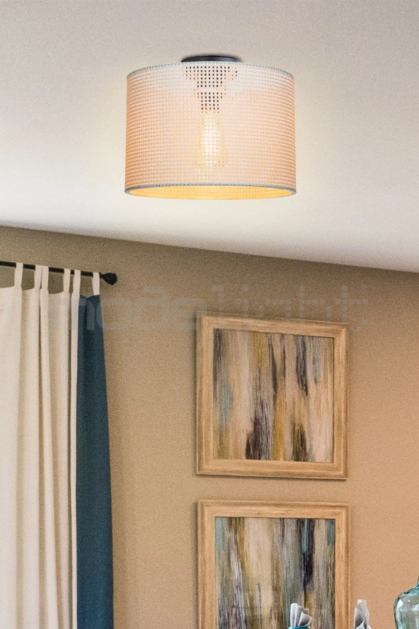 Modelight GOZA 30 CM SİLİNDİR PLAFONYER AVİZE HASIR BEYAZ SALON-OTURMA-ÇOCUK-YEMEK-YATAK ODASI--ANTRE-MUTFAK ürün görseli 1
