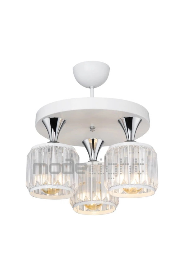 Modelight Haliç 3lü Plafonyer Avize Beyaz / Krom ürün görseli 1