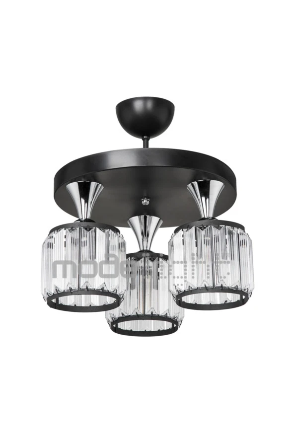 Modelight Haliç 3lü Plafonyer Avize Siyah / Krom ürün görseli 1