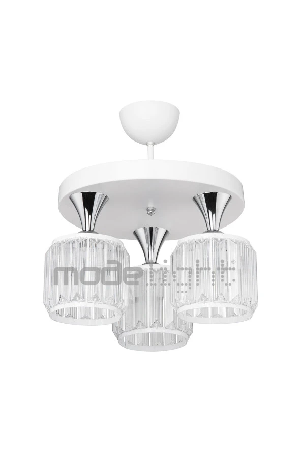 Modelight Haliç 3lü Plafonyer Avize Beyaz / Krom - Resim 2