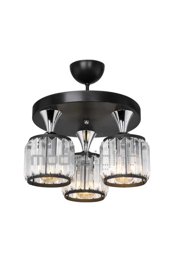 Modelight Haliç 3lü Plafonyer Avize Siyah / Krom - Resim 3