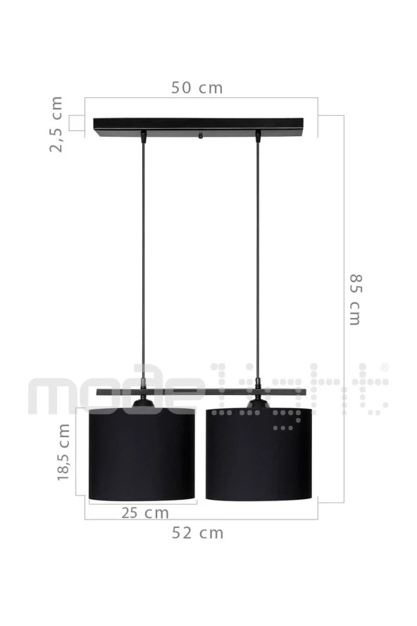 Modelight Medusa Siyah 2li Sıralı Avize - Resim 2