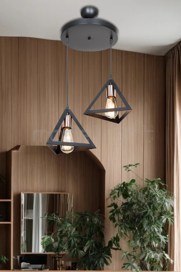 Modelight PRİZMA 2Lİ AVİZE BAKIR LALELİ SALON-OTURMA ODASI-ÇOCUK ODASI-YEMEK-YATAK ODASI--ANTRE-MUTFAK ürün görseli 1