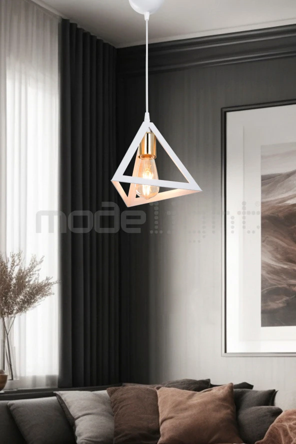 Modelight PRİZMA TEKLİ SARKIT BEYAZ GOLD LALELİ SALON-OTURMA ODASI-ÇOCUK ODASI-YEMEK-YATAK ODASI--ANTRE-MUTFAK ürün görseli 1