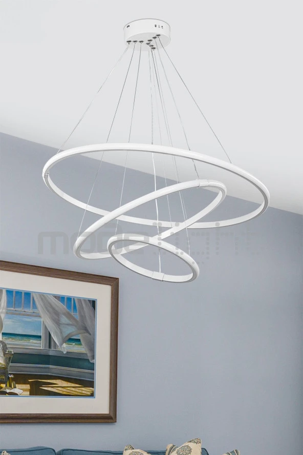Modelight Rıng 3lü Ledli Avize Beyaz Salon-oturma Odası-çocuk Odası-yatak Odası-yemek Odası-antre-mutfak ürün görseli 1