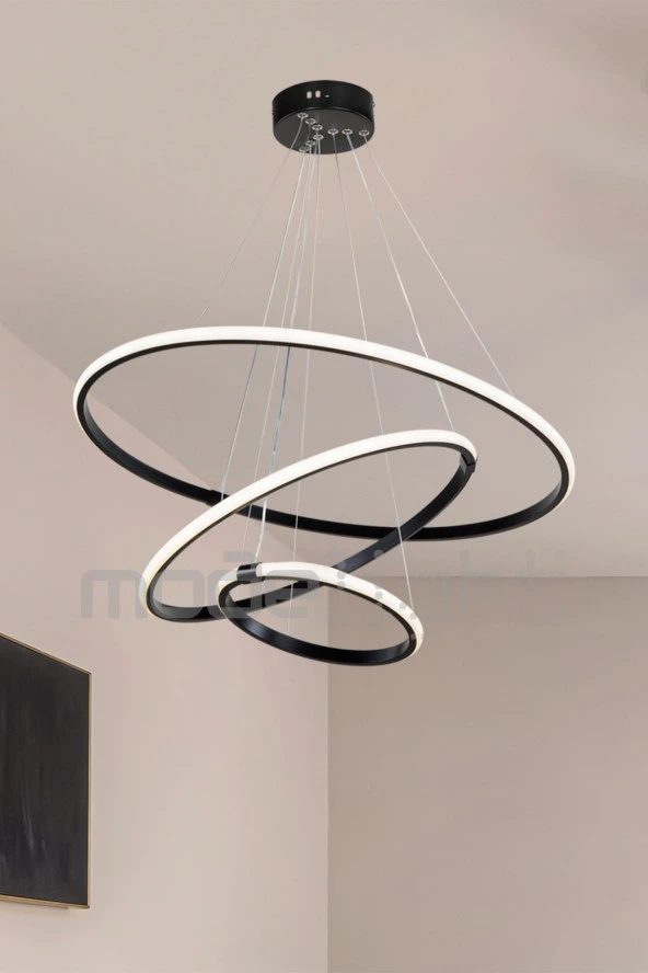 Modelight Rıng 3lü Ledli Avize Siyah Salon-oturma Odası-çocuk Odası-yatak Odası-yemek Odası-antre-mutfak ürün görseli 1
