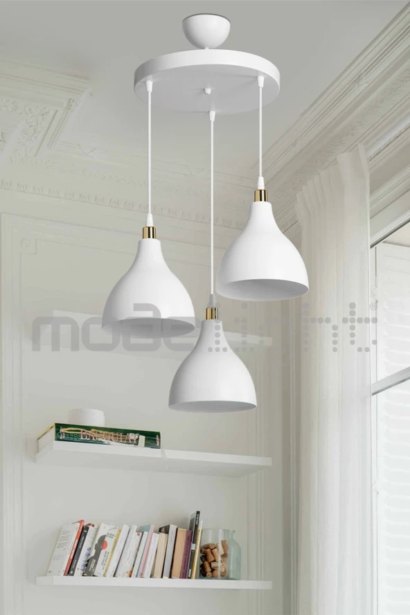 Modelight Ronda 3lü Avize Beyaz / Salon - Oturma Odası - Çocuk Odası - Yemek Odası - Mutfak - Antre - Hol ürün görseli 1