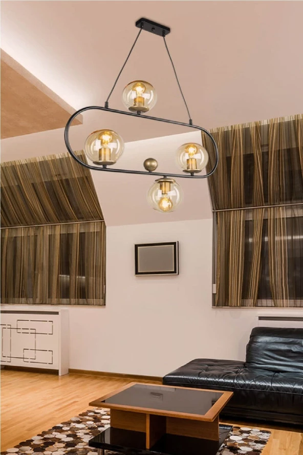 Modelight Tabal 4’Lü Avize Siyah ürün görseli 1