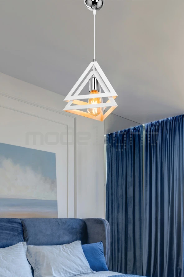 Modelight SORTİ TEKLİ SARKIT BEYAZ/KROM SALON-OTURMA ODASI-ÇOCUK ODASI-YEMEK-YATAK ODASI--ANTRE-MUTFAK ürün görseli 1