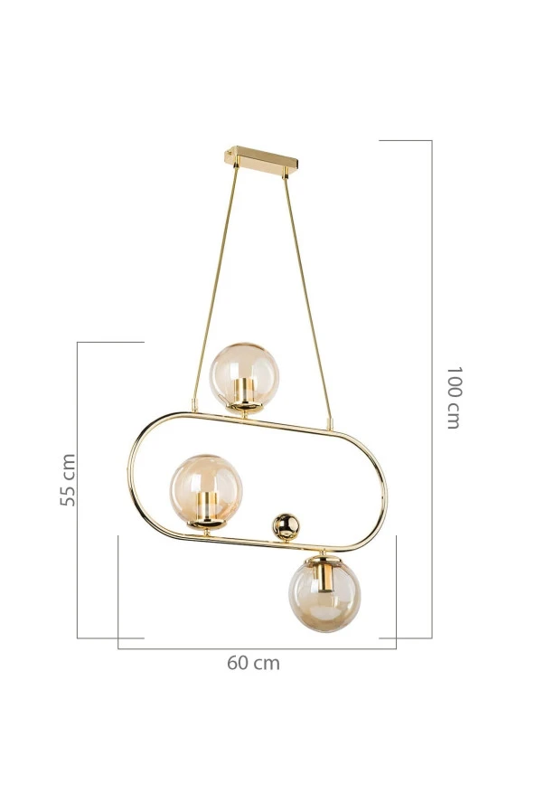 Modelight Tabal 3’Lü Avize Gold - Resim 4