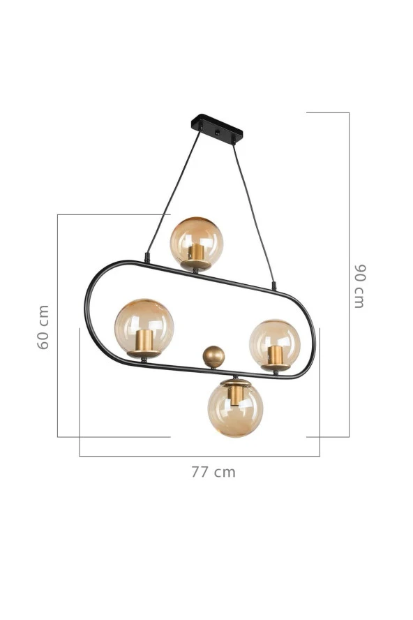 Modelight Tabal 4’Lü Avize Siyah - Resim 4