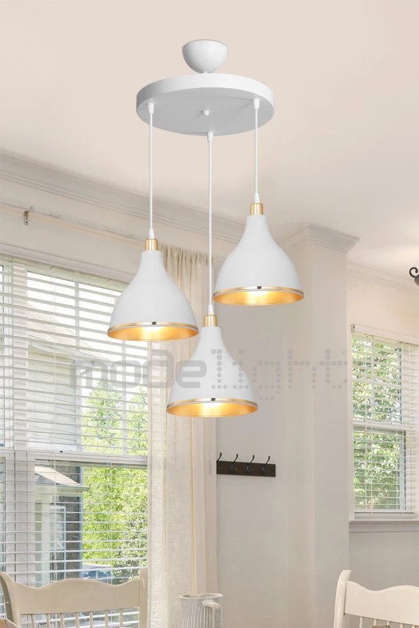 Modelight Tilda 3lü Çember Avize Beyaz Salon-oturma Odası-çocuk Odası-yatak Odası-yemek Odası-antre-mutfak ürün görseli 1