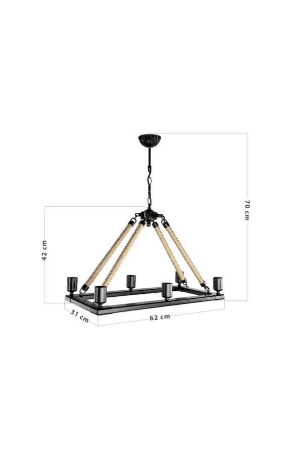 Modelight Tari 6'lı Dikdörtgen Avize Asz.0866 - Resim 3