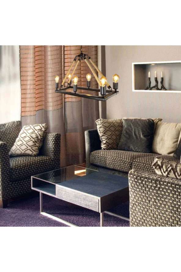 Modelight Tari 6'lı Dikdörtgen Avize Asz.0866 - Resim 4