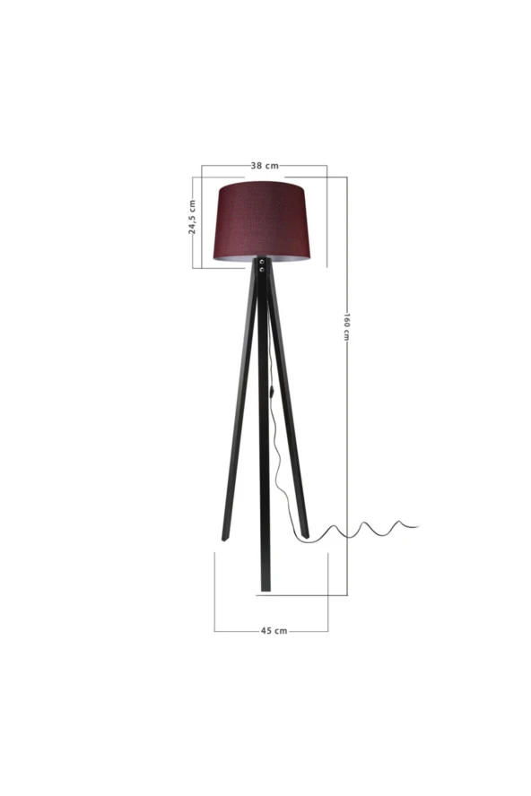 Modelight Deko Lambader Siyah Ayak / Bordo Şapka - Resim 2
