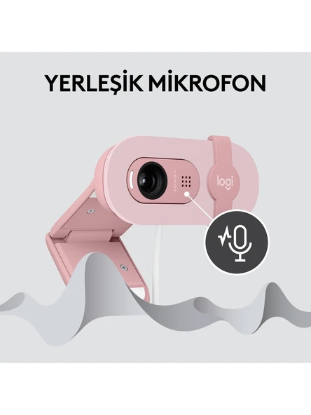 Logitech Brio 100 Pembe Full HD 1080P Mikrofonlu Webcam - Resim 4