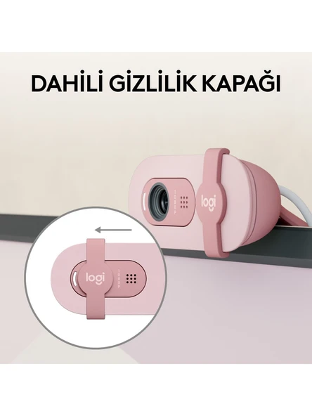 Logitech Brio 100 Pembe Full HD 1080P Mikrofonlu Webcam - Resim 5