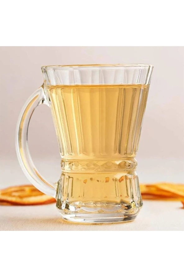 Lav venüs kulplu çay bardak - 6 lı kulplu çay bardağı cam fincan ürün görseli 1