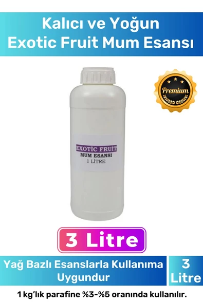 Özel Üretim Kalıcı Yoğun Yağ Bazlı Tüm Ürünlerle Kullanıma Uygun Exotic Fruit Mum Esansı 3 LT ürün görseli 1