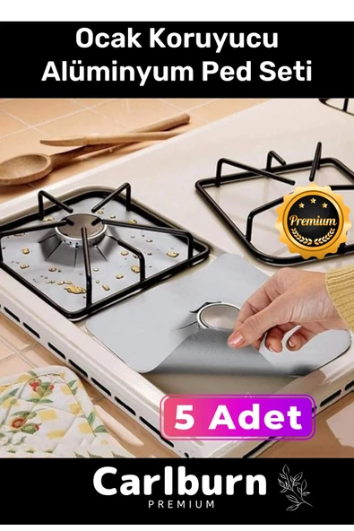 Premium Seri Yağ Kir Koruyucu İz Bırakmaz Kolay Temizlenir Ocak Koruyucu Alüminyum Ped Seti 5 Adet ürün görseli 1