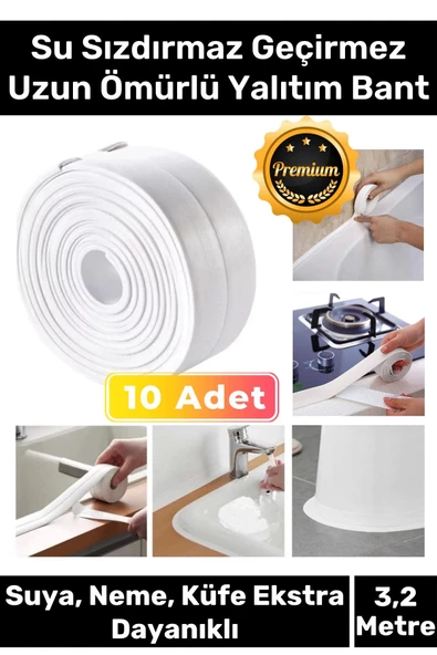 Premium Su Geçirmez Sızdırmaz Dayanıklı Lavabo Pvc Kenar Küf Önleyici 3.2m 10 Adet İzolasyon Bant ürün görseli 1