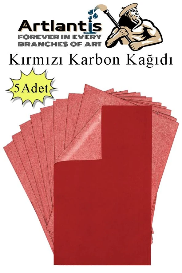 Kırmızı Karbon Kağıdı A4 5 Adet 21x29,7 cm Kopya Kağıdı Transfer Kağıdı Renkli Karbon Kağıdı ürün görseli 1