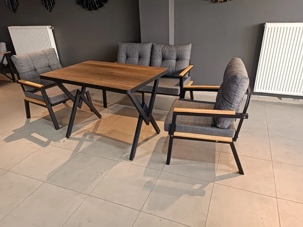 SERDEM-(ESTER)-2+1+1+MASA BAHÇE BALKON MOBİLYASI KOLTUK GRİ ürün görseli 1
