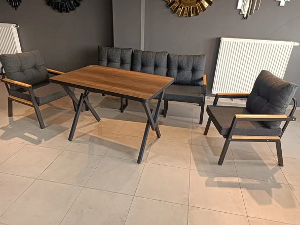 SERDEM-(ESTER)-3+1+1+MASA BAHÇE BALKON MOBİLYASI KOLTUK  ANTRASİT ürün görseli 1