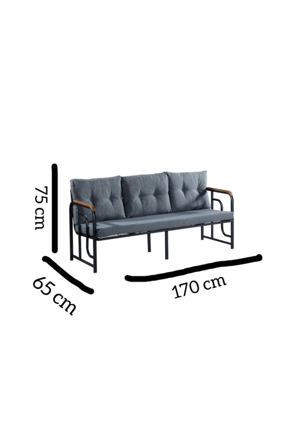 Serdemdizayn 3 Lü Bahçe Balkon Koltuk - Resim 3
