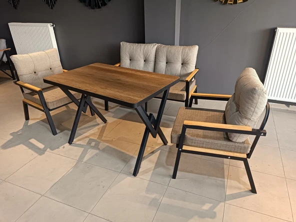 SERDEM-(ESTER)-2+1+1+MASA BAHÇE BALKON MOBİLYASI KOLTUK CAPPİCİNO-KAZAYAĞI ürün görseli 1