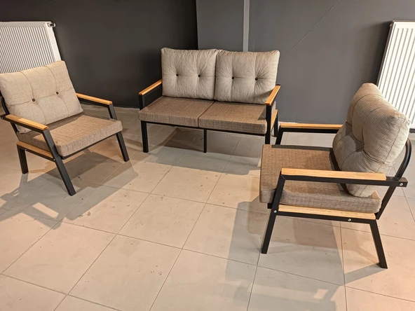 SERDEM-(ESTER)-2+1+1 BAHÇE BALKON MOBİLYASI KOLTUK CAPPİCİNO-KAZAYAĞI ürün görseli 1