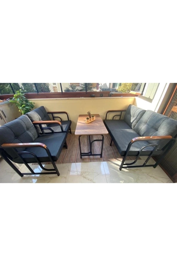 Serdemdizayn 2-1-1-sehpa Bahçe Balkon Takımı Antrasit ürün görseli 1