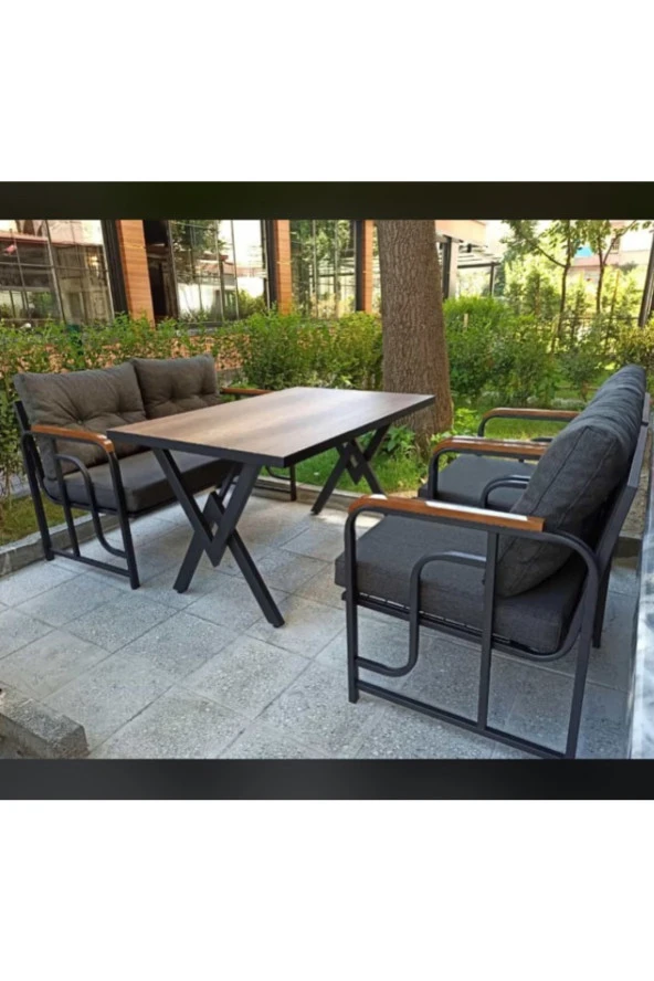 Serdemdizayn Serdem 2+1+1+masa Bahçe Balkon Takımı Antrasit ürün görseli 1