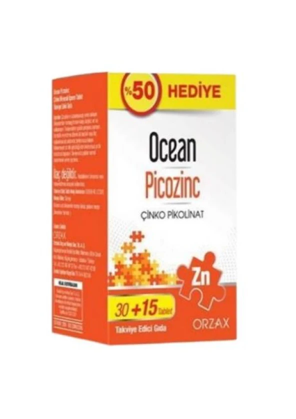 Orzax Ocean Picozinc Takviye Edici Gıda 30 + 15 Tablet ürün görseli 1