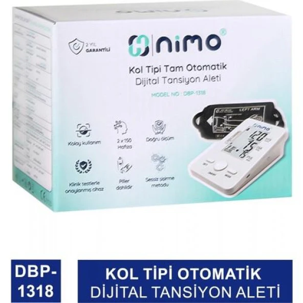 Nimo Kol Tipi Tam Otomatik Dijital Tansiyon Aleti  Model No: DBP-1318 ürün görseli 1