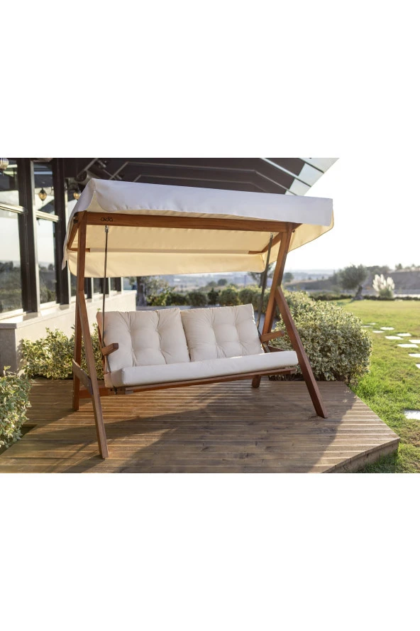 Aida Swings Grand 2000 Iroko Salıncaklar, 3 Kişilik Salıncak, Ahşap Bahçe Salıncağı, Balkon Salıncak Modelleri ürün görseli 1
