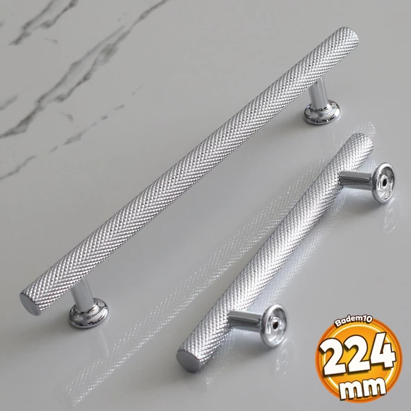 Doruk Kulp Mutfak Mobilya Dolabı Çekmece Dolap Kulpları Kapak Kulbu Kulpu Krom Renk 224 mm Metal ürün görseli 1
