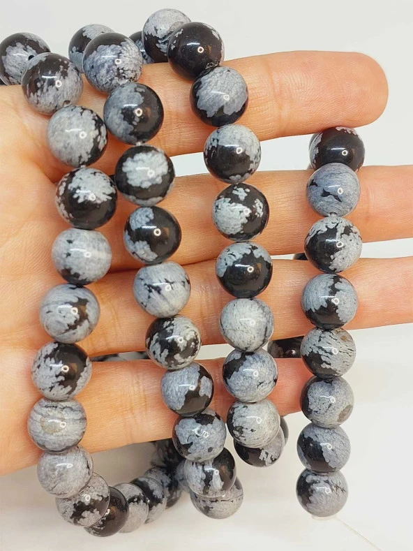 Kar Tanesi Obsidyen Taşı Dizi 10mm (49250) ürün görseli 1