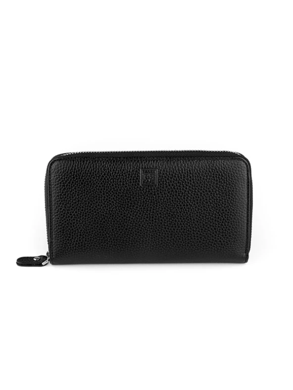 Femascu 8002 Zip Wallet Fermuarlı Parlak Siyah Hakiki Deri Kadın Cüzdanı ürün görseli 1