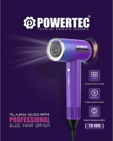 Powertec TR-1111 Delux Plazma Digital Fön Makinası ürün görseli 1