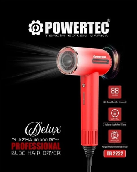 Powertec TR-2222 Delux Plazma Digital Fön Makinası ürün görseli 1