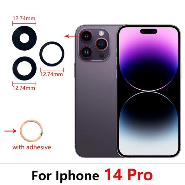 Tkgz İPhone 14 PRO 3LÜ Arka Kamera Camı Lens Yapışkanlı ürün görseli 1