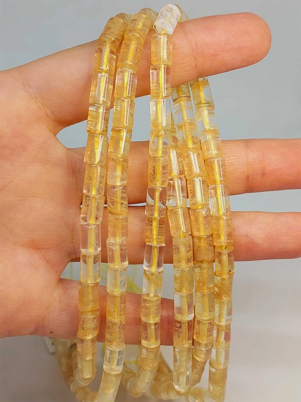 Golden & Rutil Kuvars Taşı Silindir Kesim 5.5x7.5mm Dizi (49300) ürün görseli 1