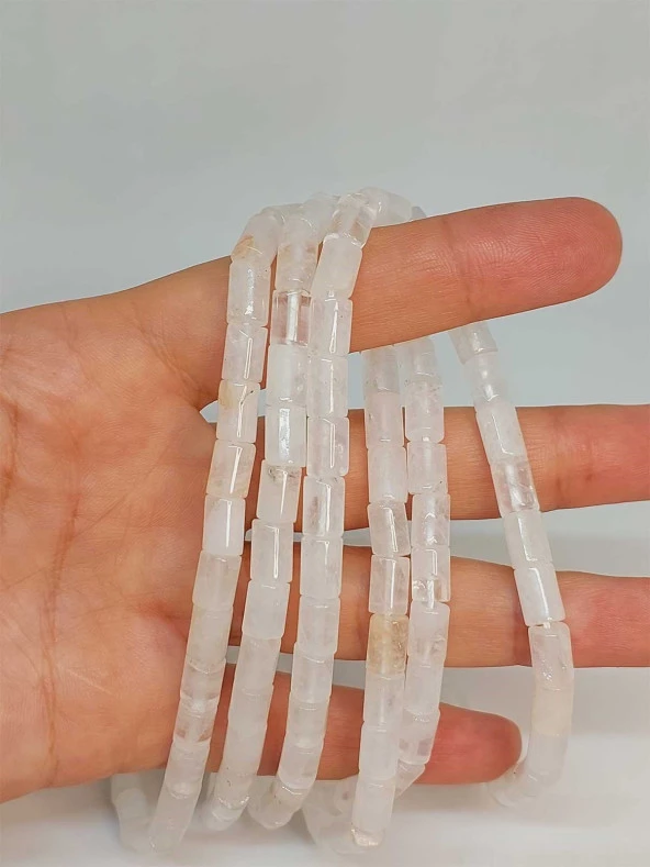 Kristal Kuvars Taşı Silindir Kesim 5.5x7.5mm Dizi (49302) ürün görseli 1