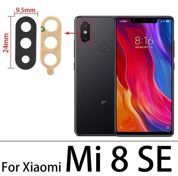 Tkgz Xiaomi Mİ8 SE Arka Kamera Camı Lens Yapışkanlı ürün görseli 1