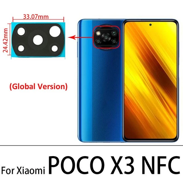 Tkgz Xiaomi POCOPHONE X3 NFC Arka Kamera Camı Lens Yapışkanlı ürün görseli 1